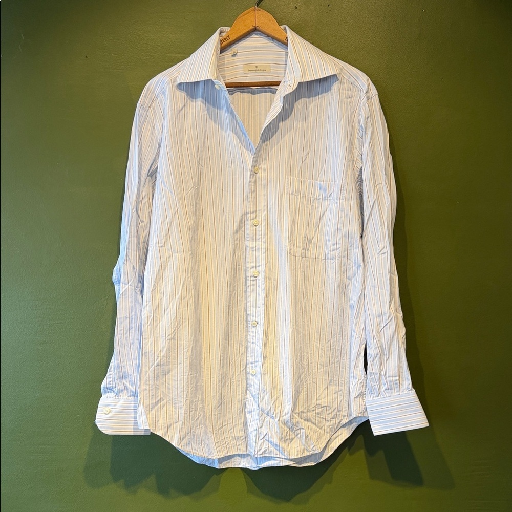 Zegna Men's White Striped Shirt